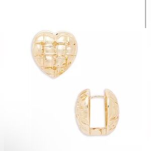 AQUA Puffed Heart Hoop Earrings NWT